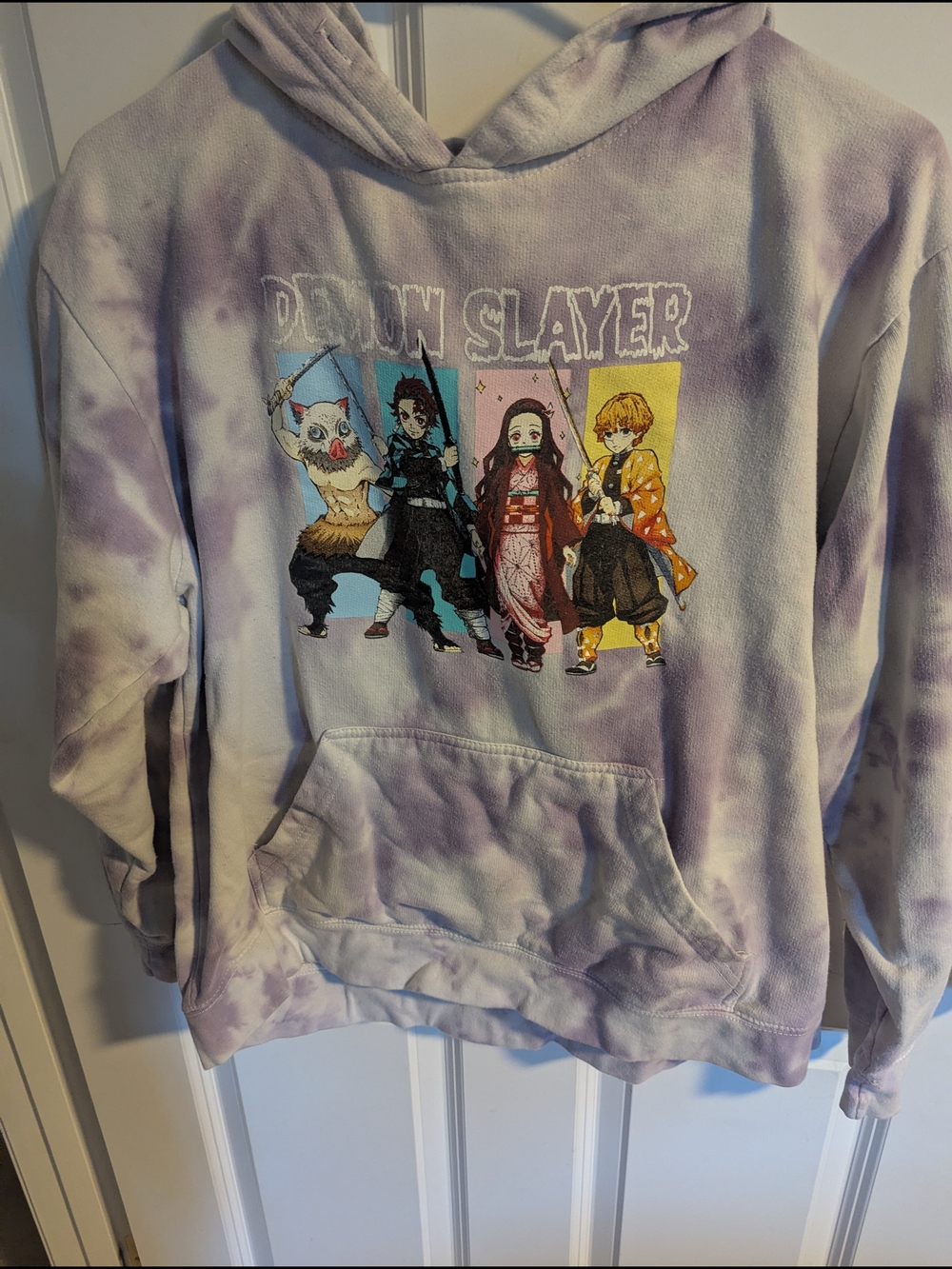 Kids Tie-Dye Purple Demon Slayer Hoodie - Graphic Pullover